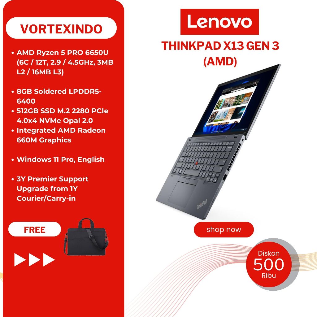 Jual ThinkPad X13 Gen 3 (AMD) AMD Ryzen™ 5 PRO 6650U 512GB SSD Radeon ...