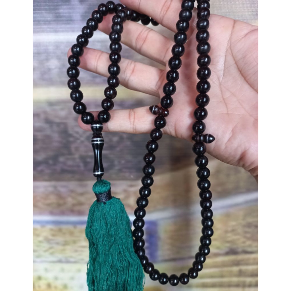 Jual TASBIH KOKAH HITAM PAKAI RUMBAI HIJAU MEWAH | Shopee Indonesia