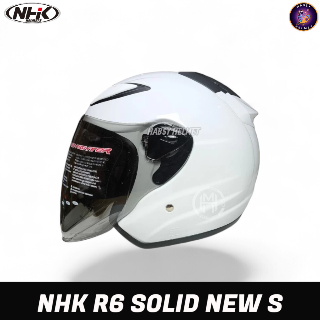 Jual HELM NHK R6 SOLID S NEW|HALF FACE VISOR LIGHT SMOKE | Shopee Indonesia