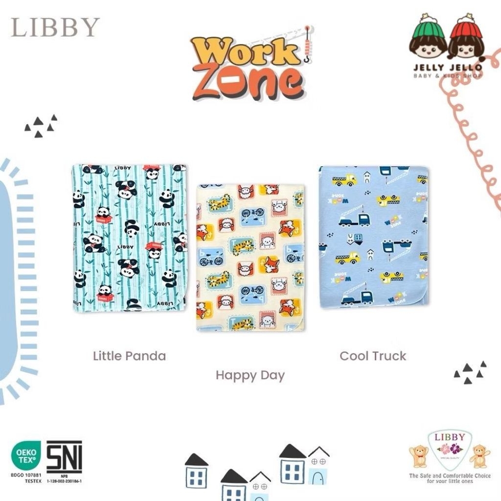 Jual LIBBY Bedong Motif Work Zone 110x90cm | Shopee Indonesia