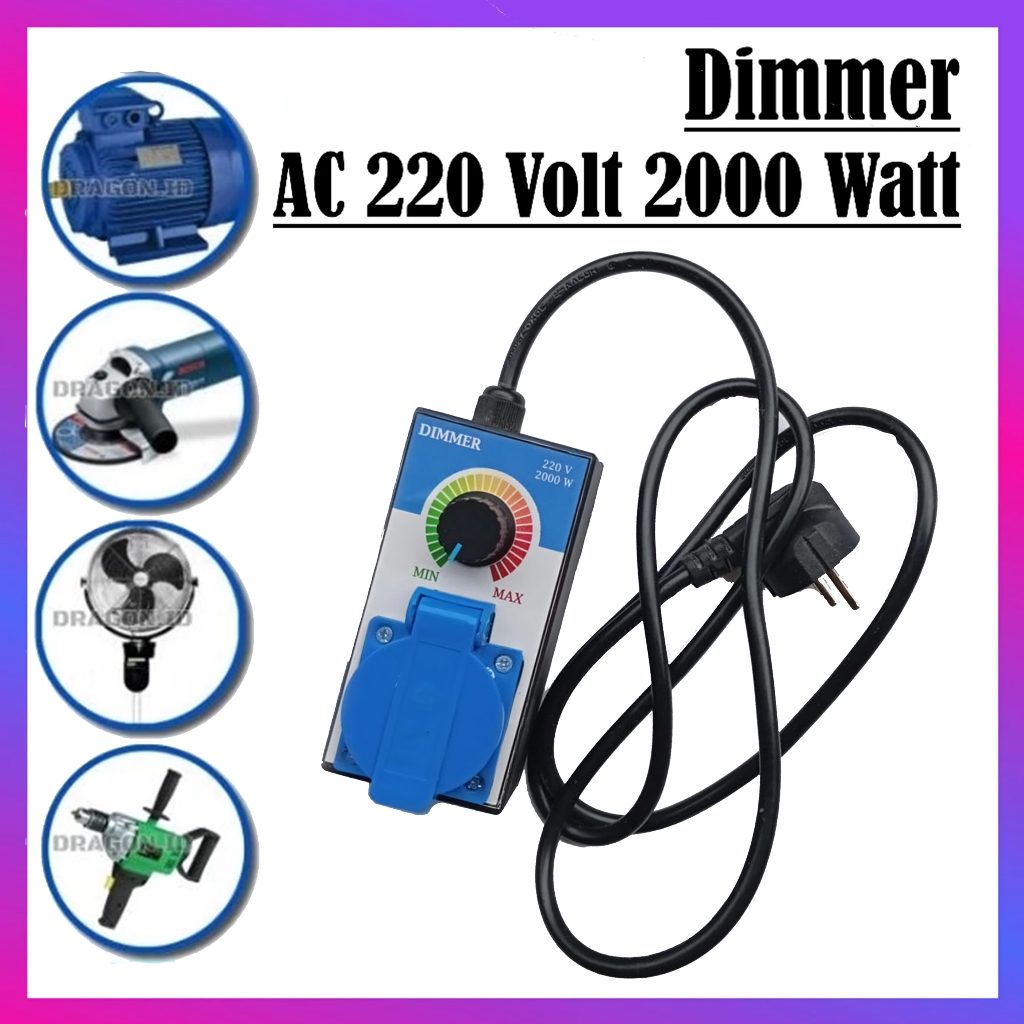 Jual Dimmer Dimer 2000 Watt Ac 220V Alat Pengatur Kecepatan Gerinda Bor ...