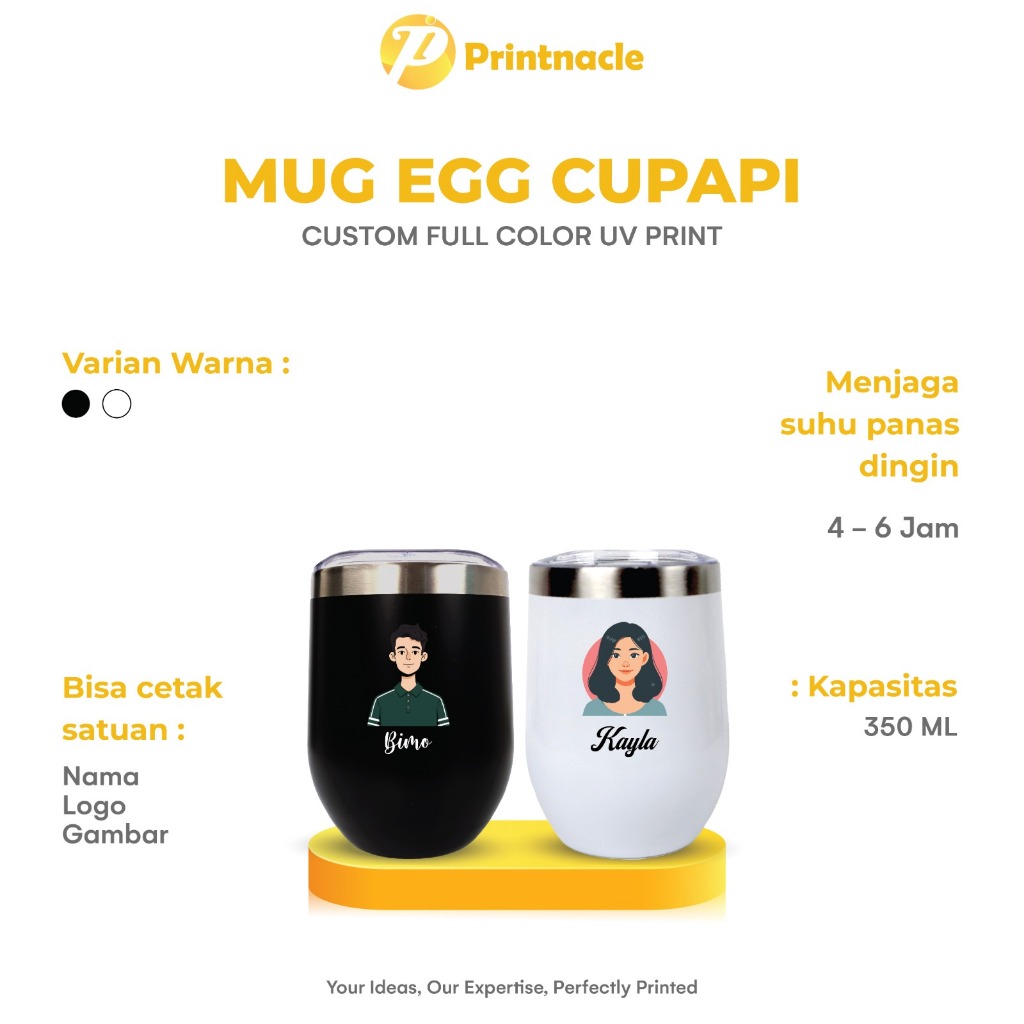 Jual Mug Stainless Tahan Panas Dingin CUPAPI 400ml Custom Cetak Uv ...