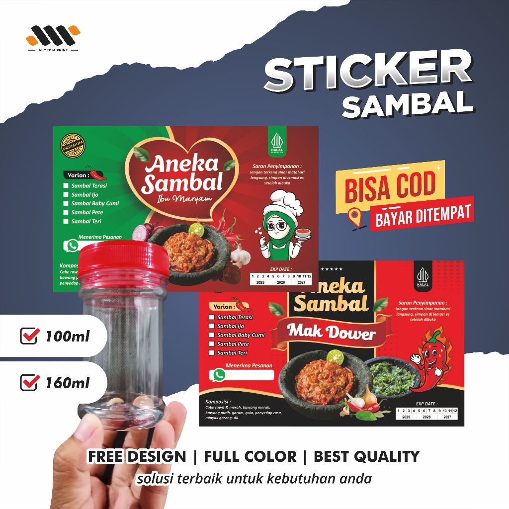 Jual (MINIMAL 100 PCS) Sticker Sambal | Shopee Indonesia