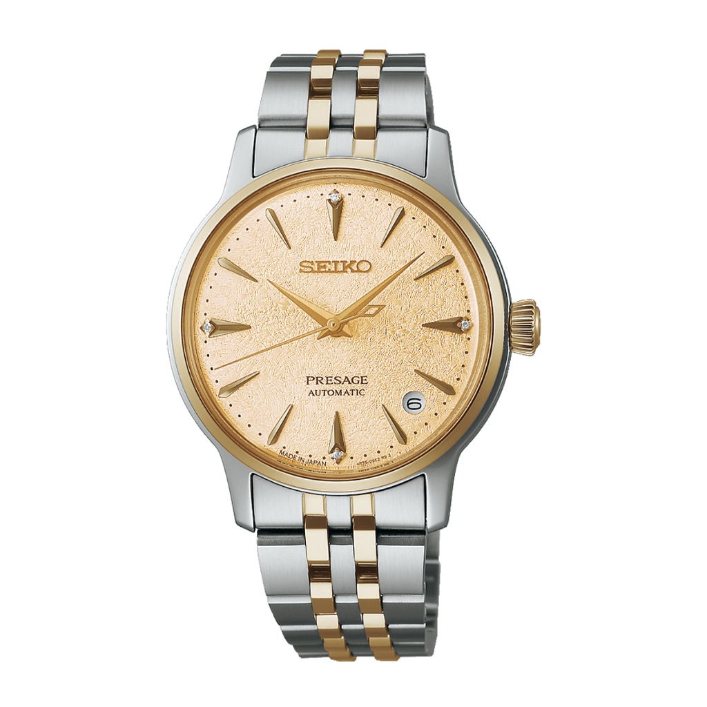 Jam Tangan Wanita Seiko Presage SRPL64J1 Frozen Daiquiri Diamond Cocktail  Light Champagne Dial Stainless Steel Strap
