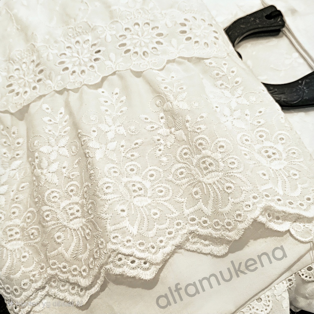 Mukena dewasa paris renda rempel broken white jumbo