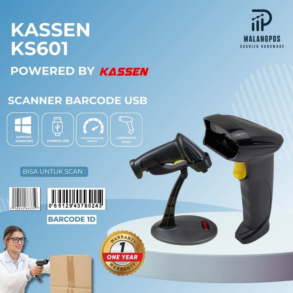 Jual Barcode Scanner 1D Kassen KS601 KS 601 USB Wired Laser KS 601 ...