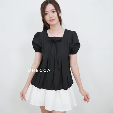 ORECCA Grace Blouse Atasan Wanita Lengan Pendek Pita
