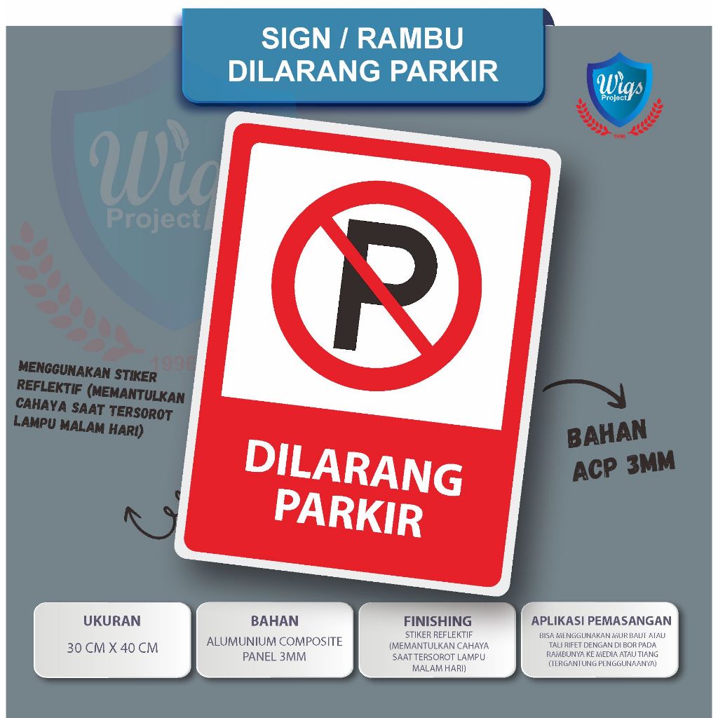 Jual Rambu Dilarang Parkir Plat ACP tebal 3mm | Shopee Indonesia