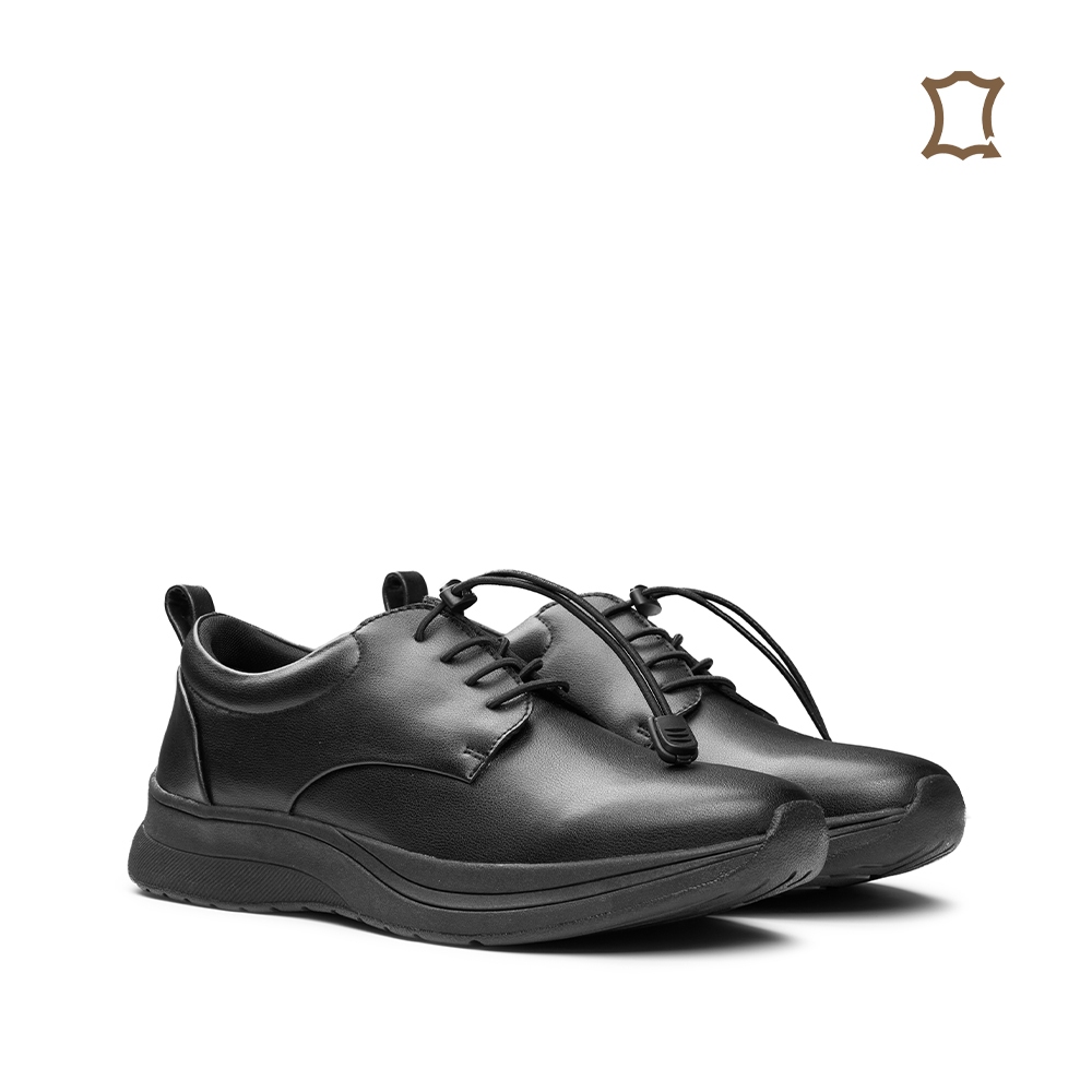 Jual Prabu - Sepatu Kulit Sneakers Pria Rizki Black Hitam | Shopee ...