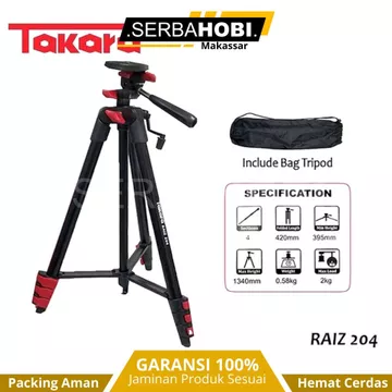 Tripod Takara Raiz 204 Cocok Untuk Handphone Dan Kamera