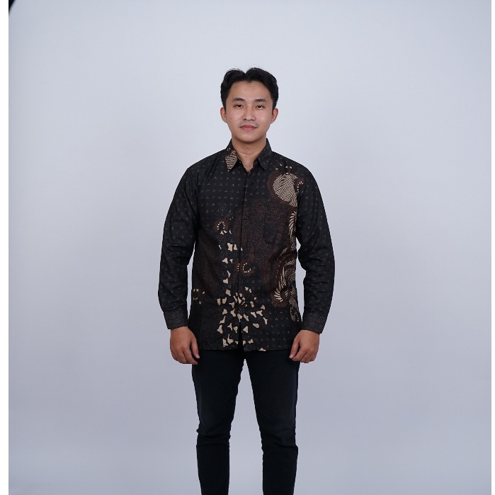BATIK TRUSMI Kemeja Lengan Panjang Batik Pria Motif Kombinasi SYP CKT BUL Cocok Untuk Seragaman