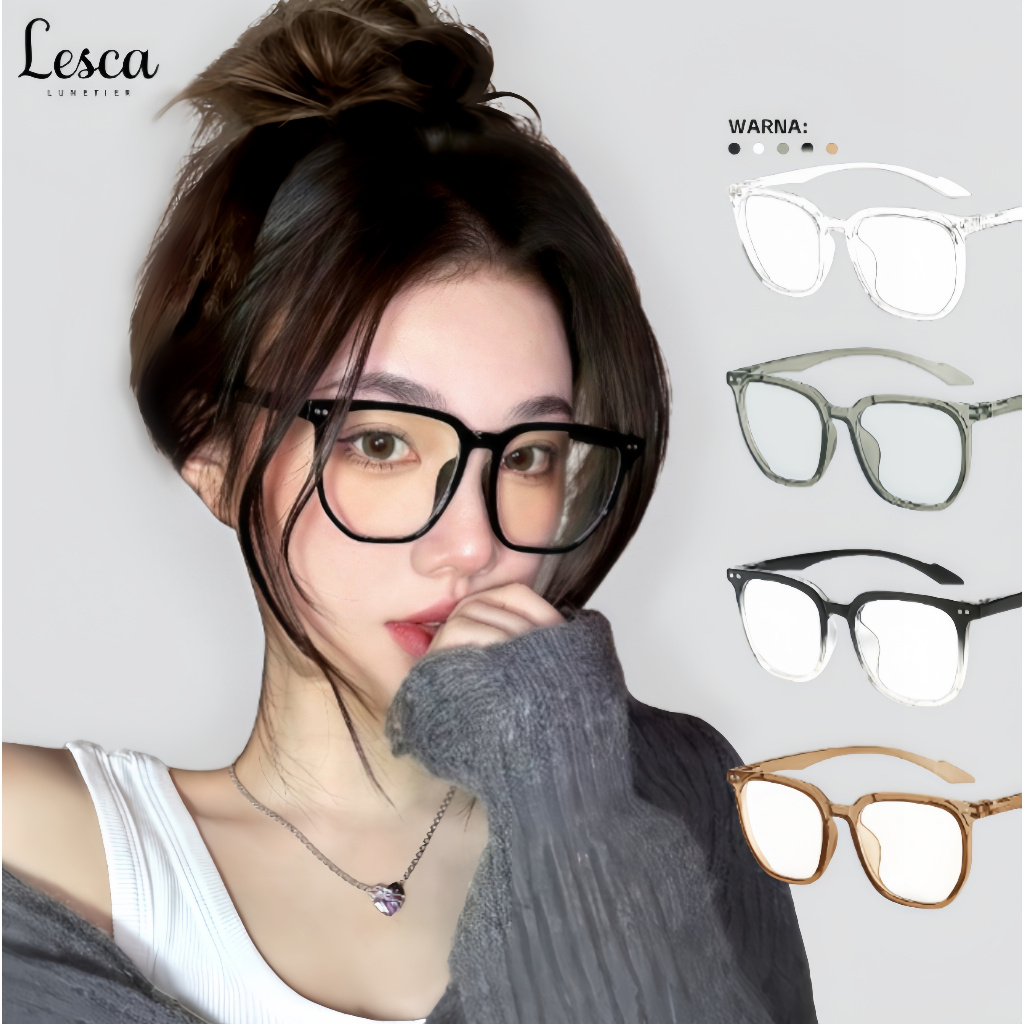 Jual Lesca Kacamata Fashion Unisex Frame Persegi Modis Kacamata Bingkai ...