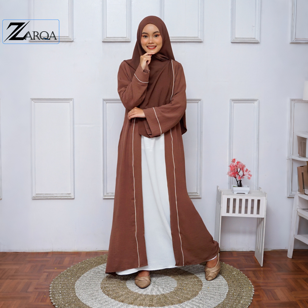 Jual ZARQA - Luna Gamis Wanita Polos Two Tone Premium – Desain Outer ...