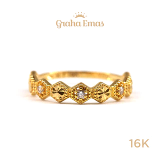 Graha Emas Cincin Emas Kuning Bentuk Round 16K - Yellow Gold Round Model Ring 16 Carat M1139