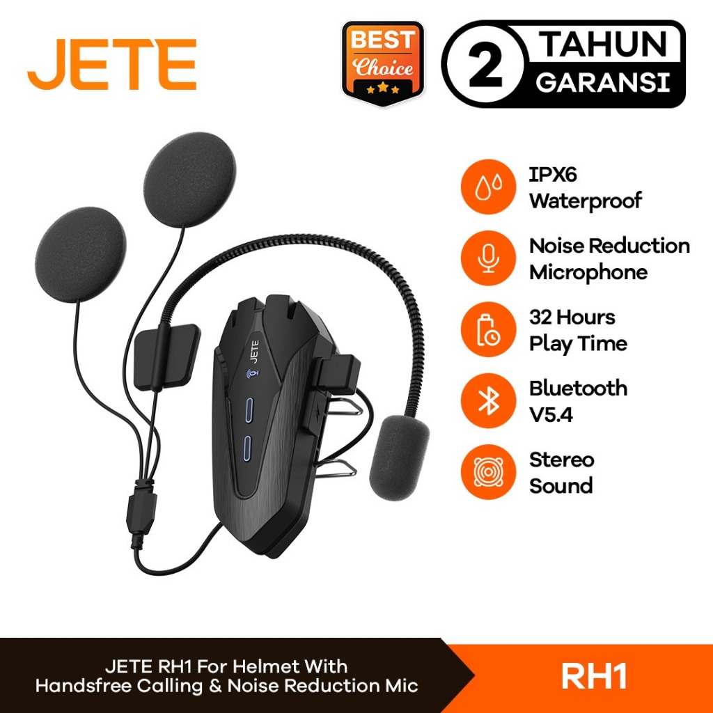 Jual JETE RH1 Helmet Headset Bluetooth IPX6 Helm Motor NOT Intercom ...