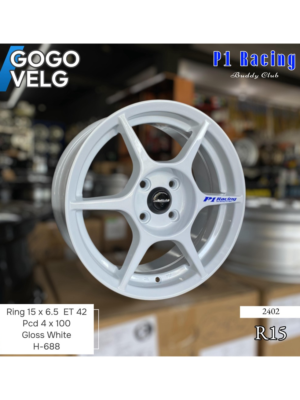 Jual Velg Mobil R15 P1 Racing PCD 4X100 Lebar 6,5 ET 42 Ring 15 Brio ...