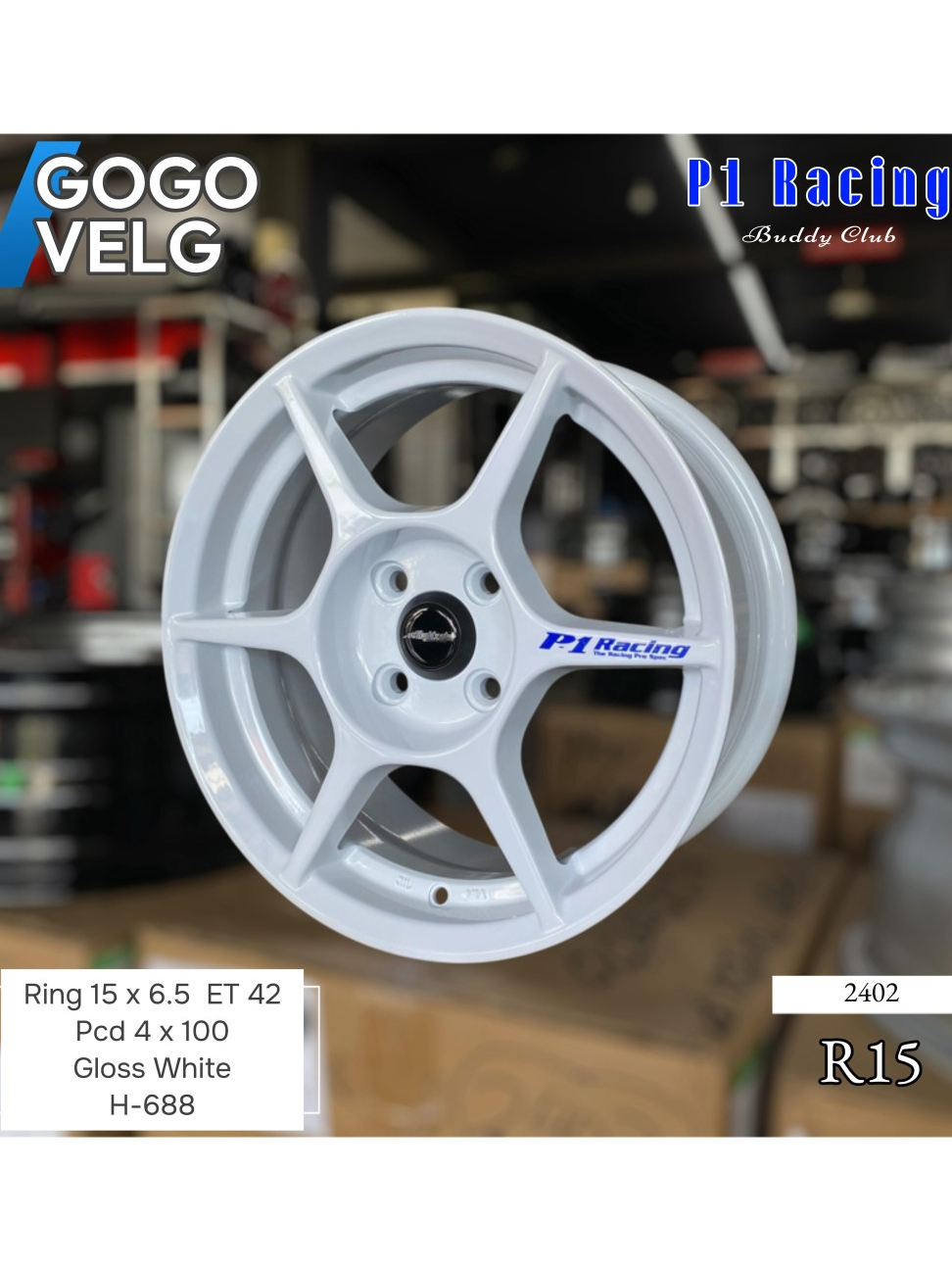 Jual Velg Mobil R15 P1 Racing PCD 4X100 Lebar 6,5 ET 42 Ring 15 Brio ...
