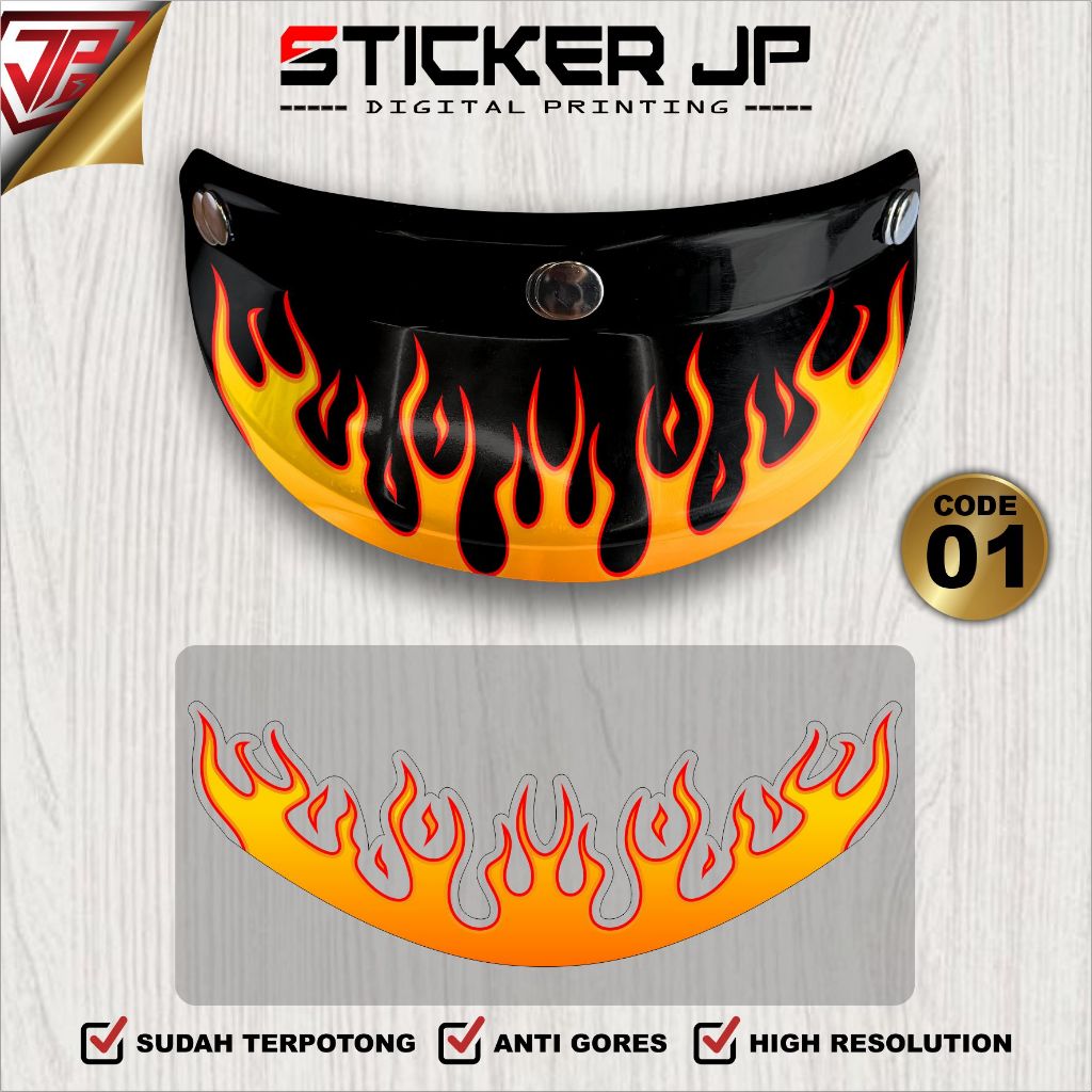 Jual Sticker Pet Helm Bogo Transparan Stiker Motif Api Mata Untuk Topi ...