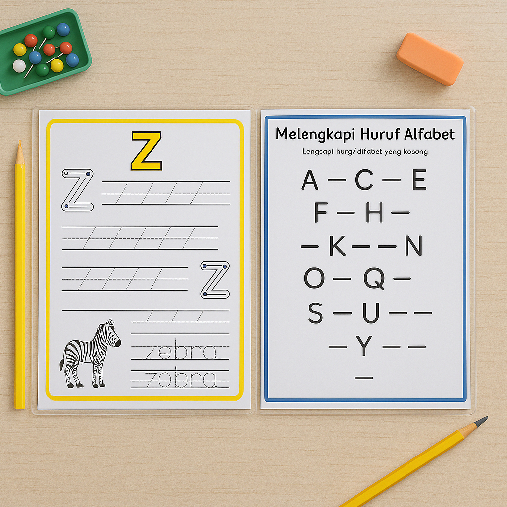 Jual Worksheet Alfabet Anak 40 Halaman | Belajar Huruf A-Z | Wipe ...