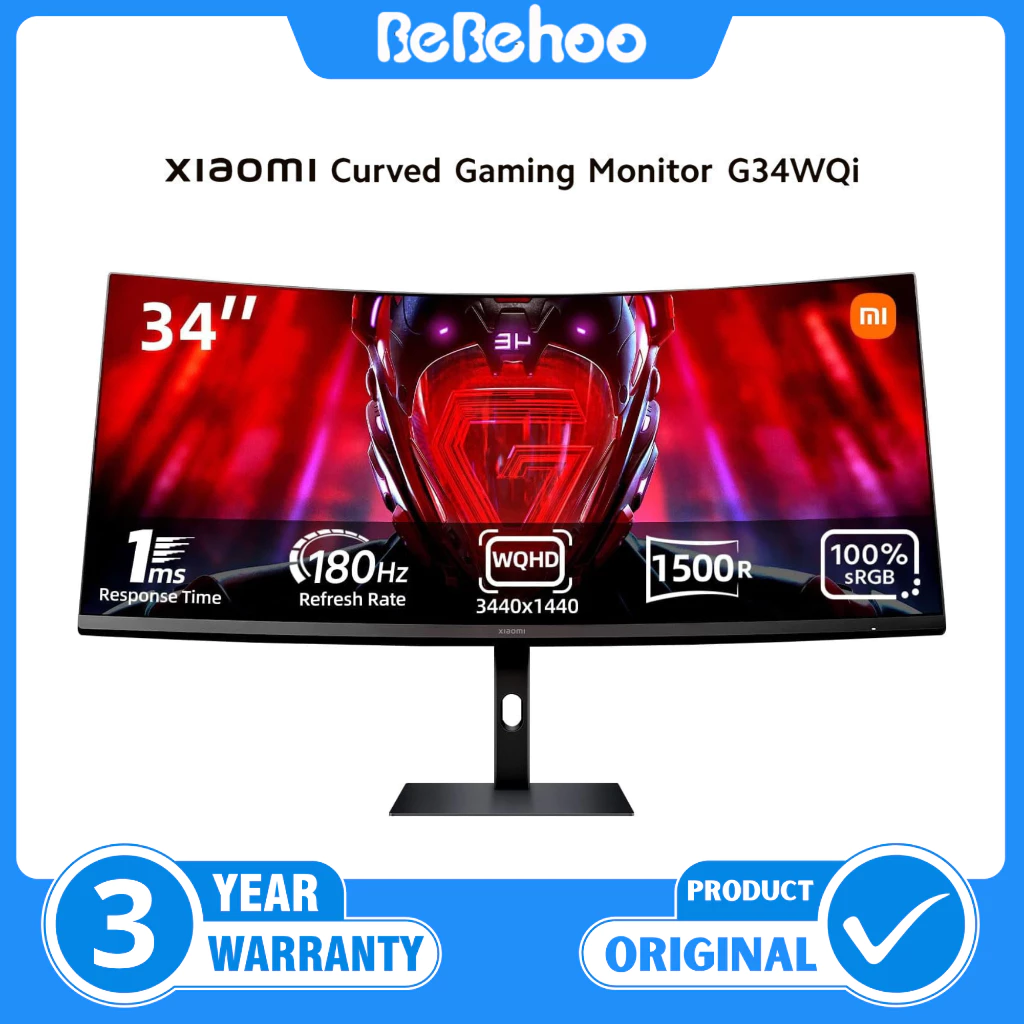 Xiaomi Curved Gaming Monitor G34WQi Ultra Wide QHD 180Hz 1ms Gaming Monitor 34 Inch