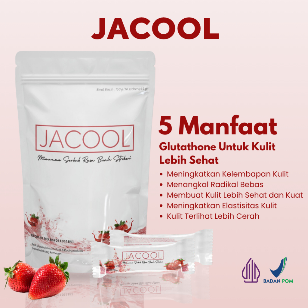 Jual [ DP ] JACOOL Collagen Drink + L-Glutathione Rasa Strawberry ...