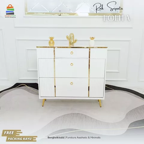 Aesthetic Shoe Cabinet Console Rak Sepatu - RAK LOLITA - Modern Minimalist Glossy