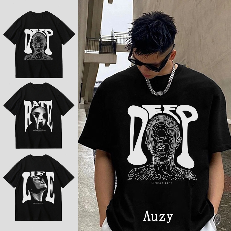 Jual AUZY DEEP Gaya Punk kaos pria wanita T-shirt baju oversize t shirt ...