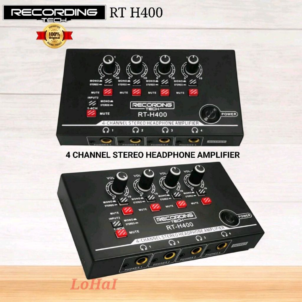 Jual Recording Tech RT-H400 4 Channel Stereo Amplifier Headphone Audio ...