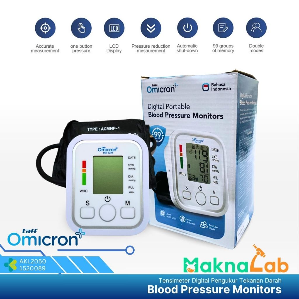 taff Omicron Alat Cek Pengukur Tekanan Tensi Darah Digital Tensimeter Blood Pressure Monitor