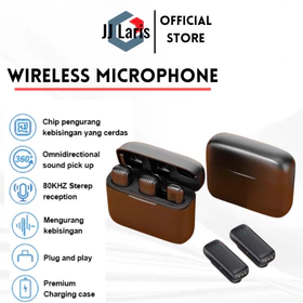Wireless Microphone Noise Cancelling 2 Mic Clip On Plug Play Untuk Video Record Live Stream