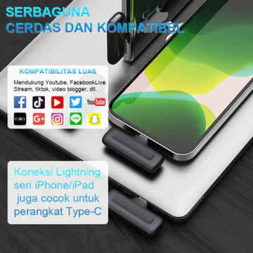 Wireless Microphone Noise Cancelling 2 Mic Clip On Plug Play Untuk Video Record Live Stream