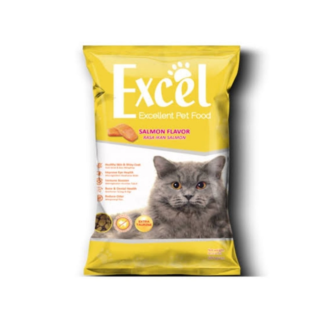 Jual Excel excellent cat food 500gram Kibbles Bulat ( Rasa Ikan Salmon ...