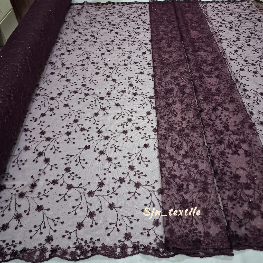 Jual PROMO!! Kain Tile Akar Mutiara Gliter / Bahan Brokat Gliter ...