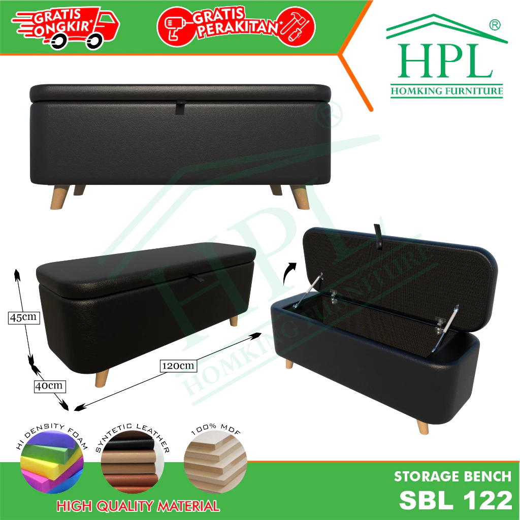 HOMKING Stool storage bench sofa Penyimpanan Serbaguna elegan fungsional - foto 1