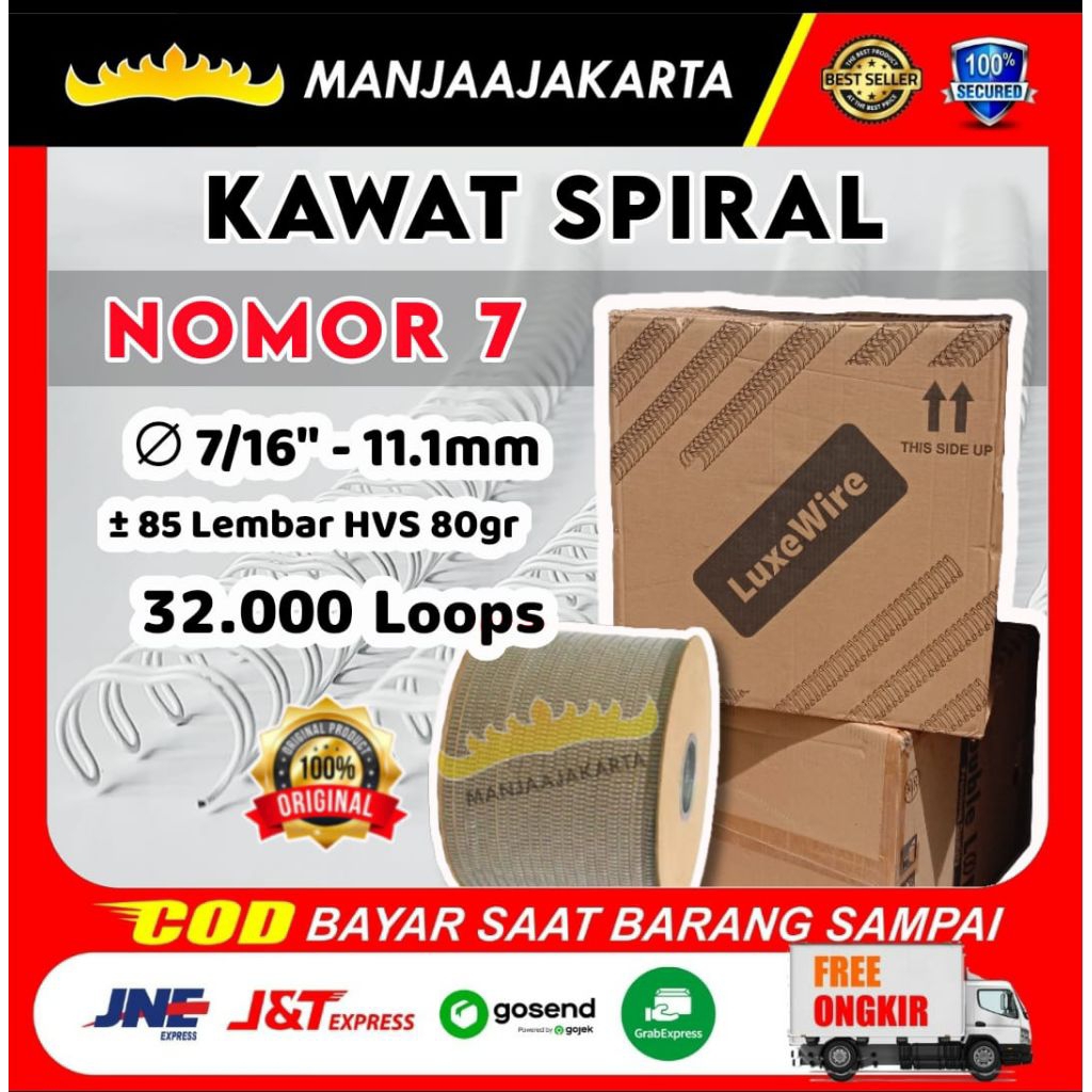 Jual Spiral Kalender Luxe Wire Kawat Spiral No 7 Ring Kawat 7/16 putih ...