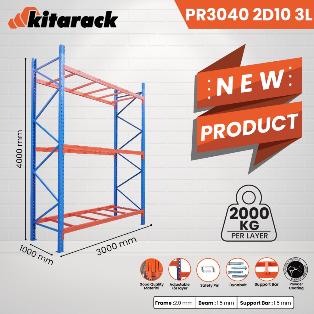 Jual KITARACK PR3040 2D10 3L RAK PALET HEAVY DUTY PANJANG 3M LEBAR 1M ...