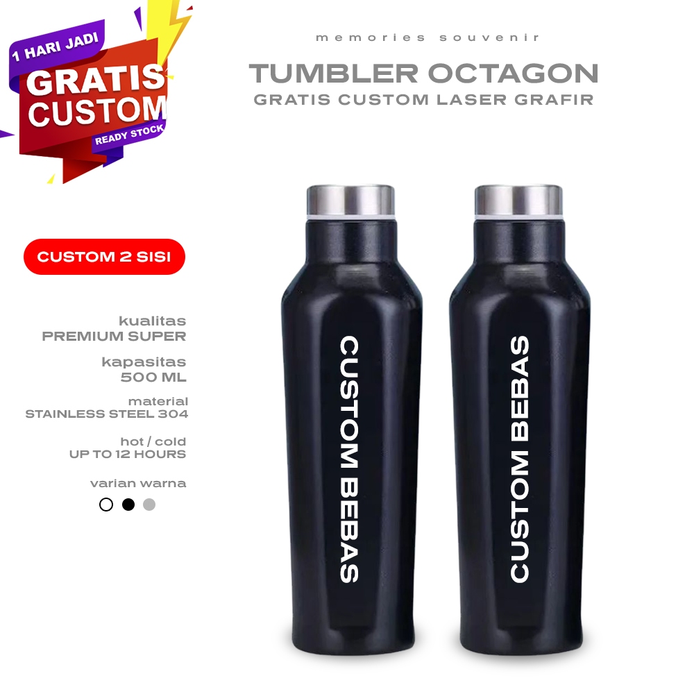 Jual Tumbler segi lima octagon 500ml stainlees steel 304 gratis custom ...