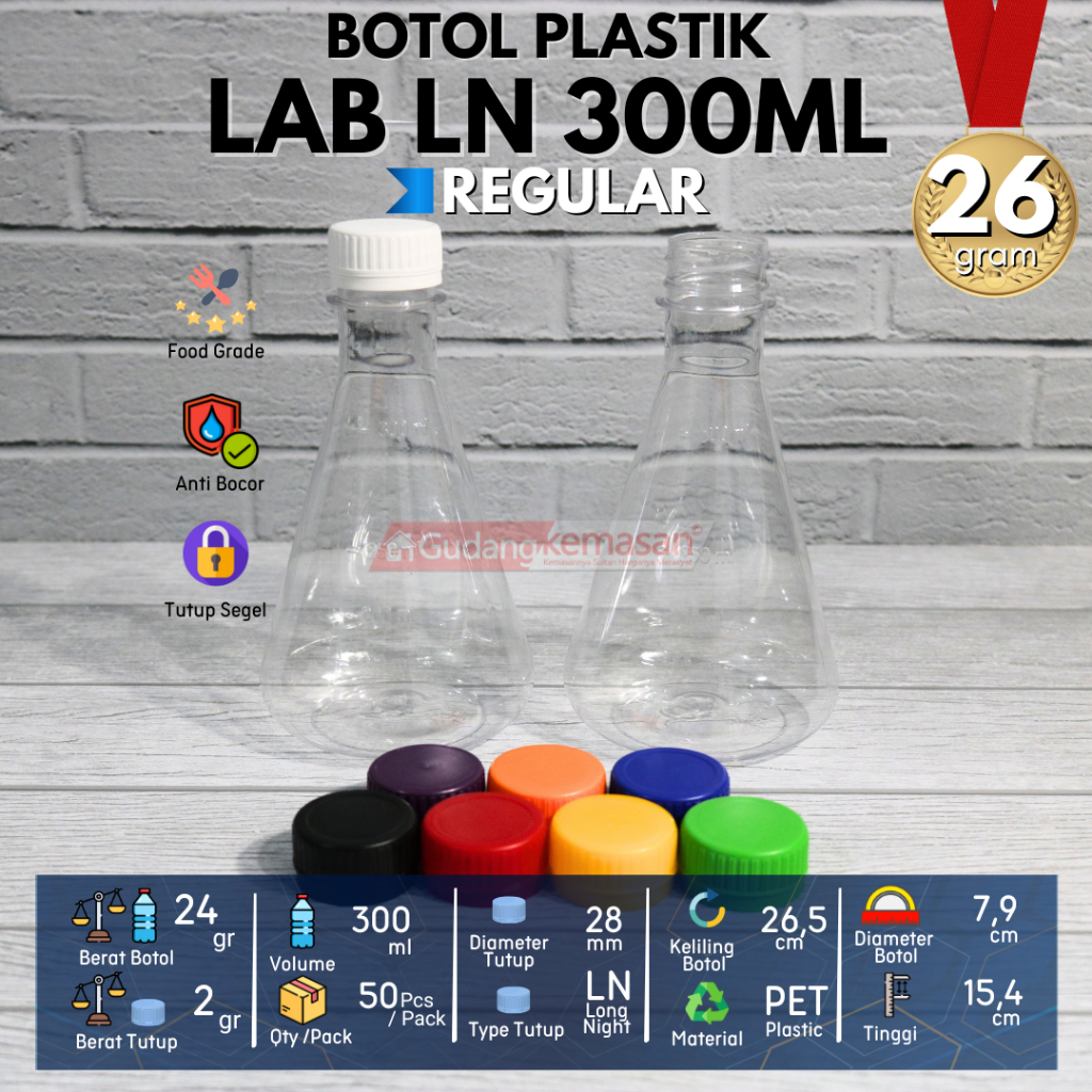 Jual BOTOL PLASTIK MINUMAN 300ML LAB TUTUP SEGEL WARNA WARNI LN - FLASH ...