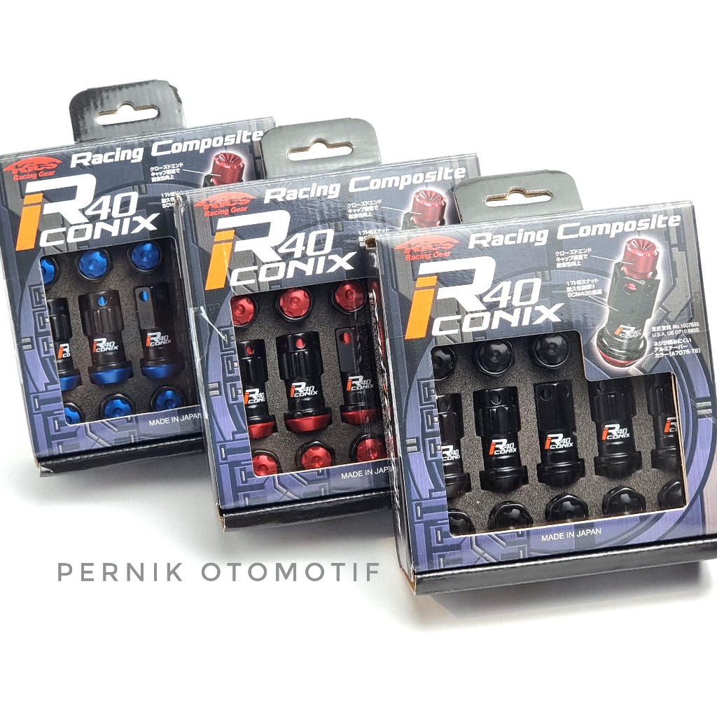 Jual KICS R40 Iconix 17HEX M12 x 1.5 / 1.25 Lock & Nut Black with ...
