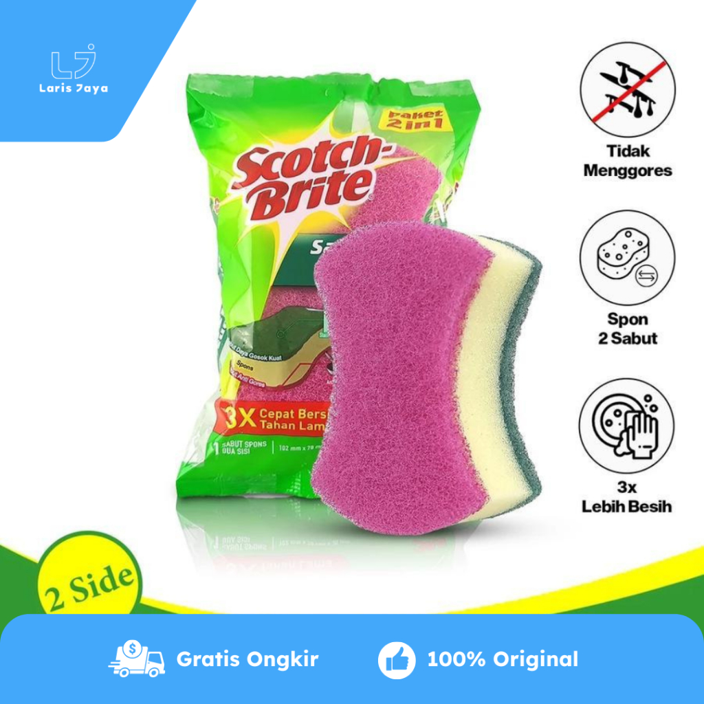 Jual Sabut Spons Dua Sisi 3M Scotch-Brite | Shopee Indonesia