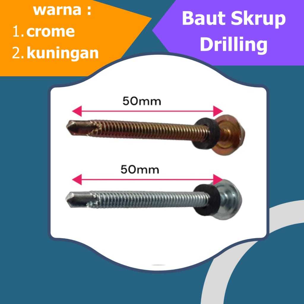 Jual 1dus baut baja ringan roofing/drilling 12x50 panjang 5cm isi ...