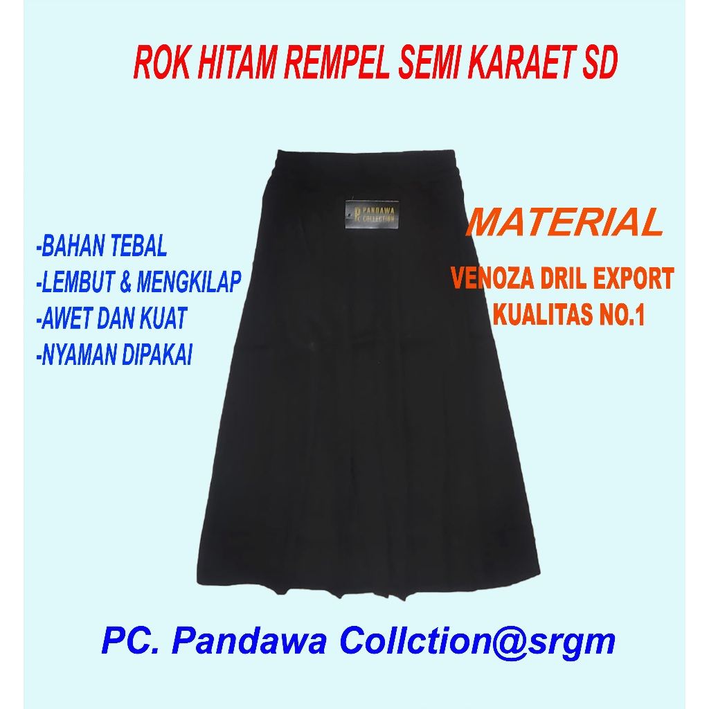 Jual rok hitam sekolah SD rempel ban semi karet kualitas nomber one 1 ...