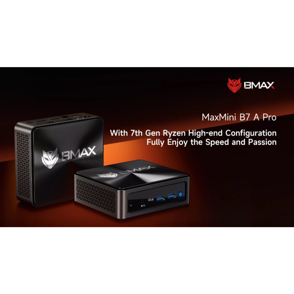 MiniPC Gaming BMAX B7A Pro AMD Ryzen 7430U 16/512GB SSD NVMe WIFi6 Triple Display HDMI DP USB-C Windows 11 Pro
