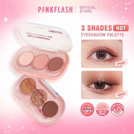 PINKFLASH 3 Shades Eyeshadow Palette Giltter High Pigment Easy To Blend Lasting 15 Colors
