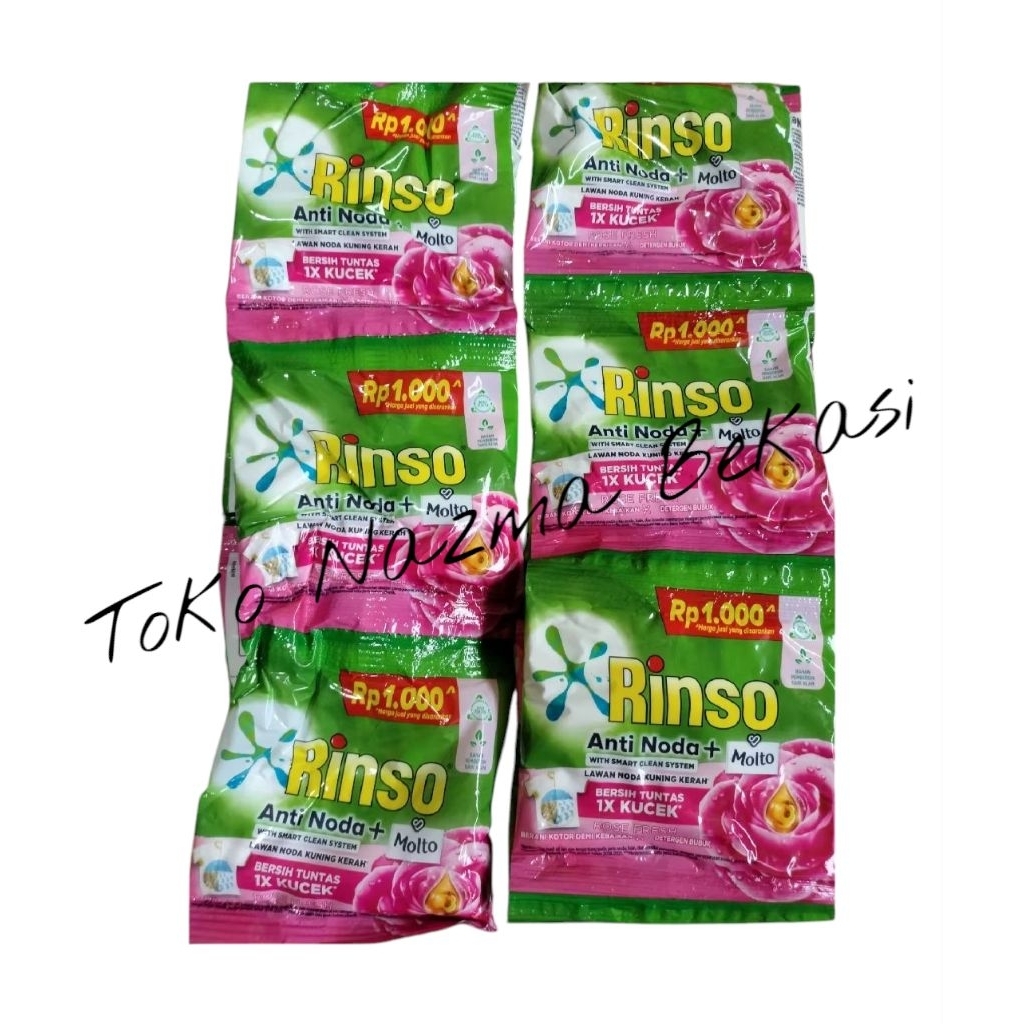 Jual Rinso Detergen Bubuk Renceng ketengan 1000 isi 6 pcs | Shopee ...