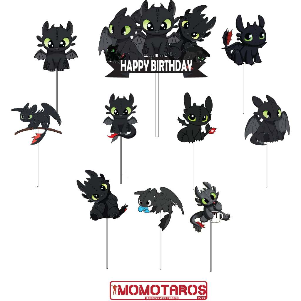 Jual Topper cake Toothless / how to train your dragon isi 10 pcs ...