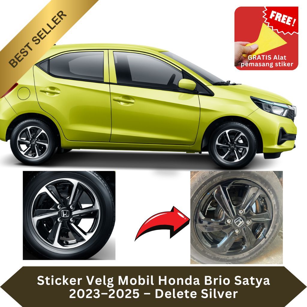 Jual Sticker Velg Mobil Honda Brio Satya 2023–2025 – Delete Silver ...
