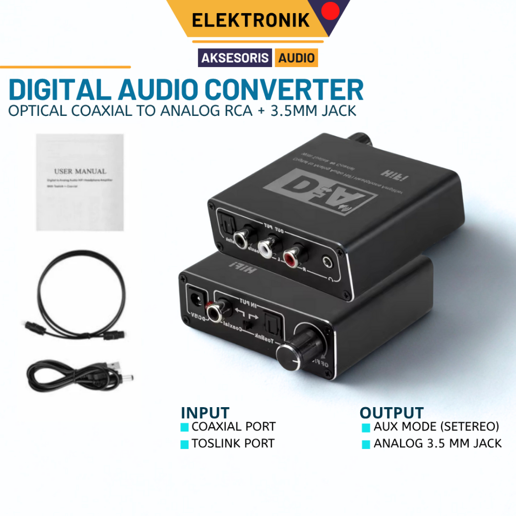 Jual HiFi DAC Amp Konverter Audio Digital ke Analog RCA Jack 3.5mm ...