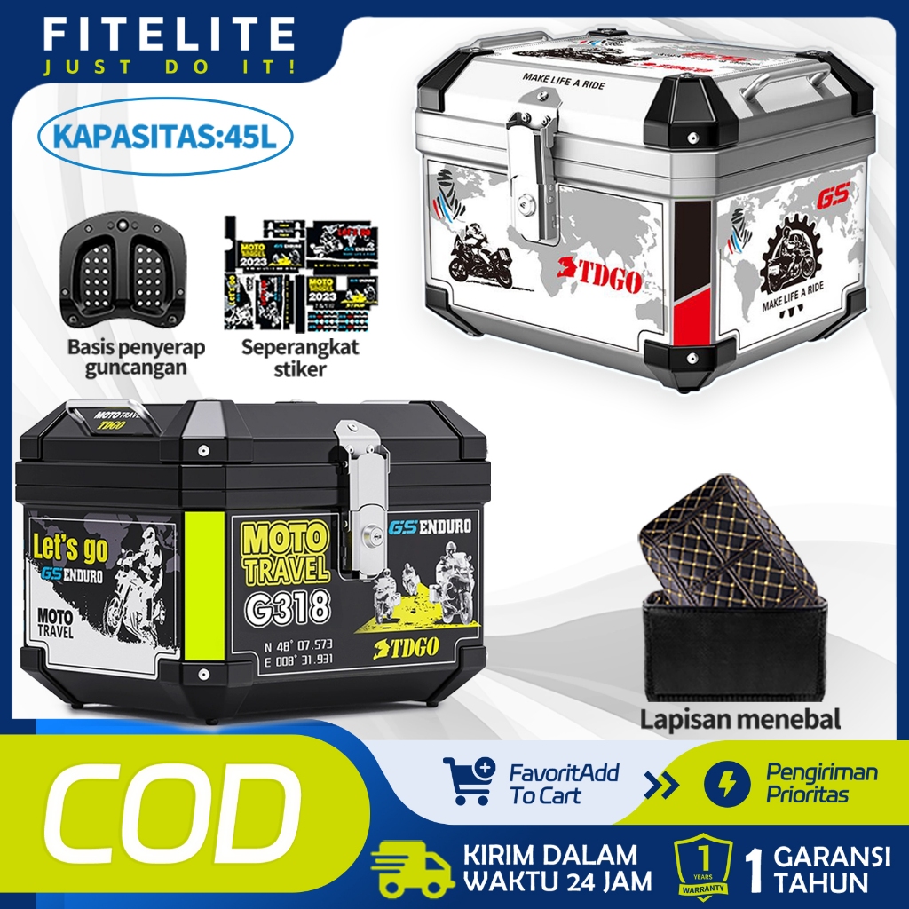 Jual READY STOCK 45 LITER Box Motor Box belakang top box/45 L kotak ...