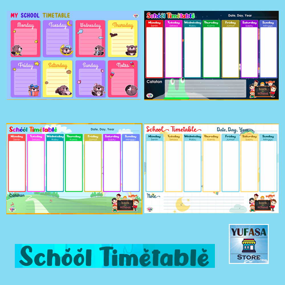 Jual 073 poster weekly planner timetable - Poster Edukasi Anak - Poster ...